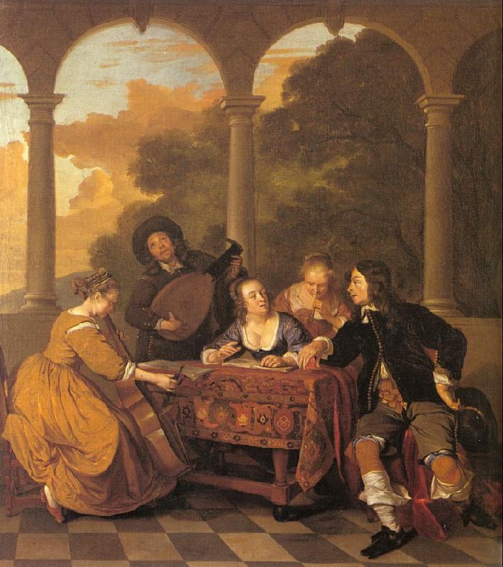Loo, Jacob van Musical Party on a Terrace Germany oil painting art